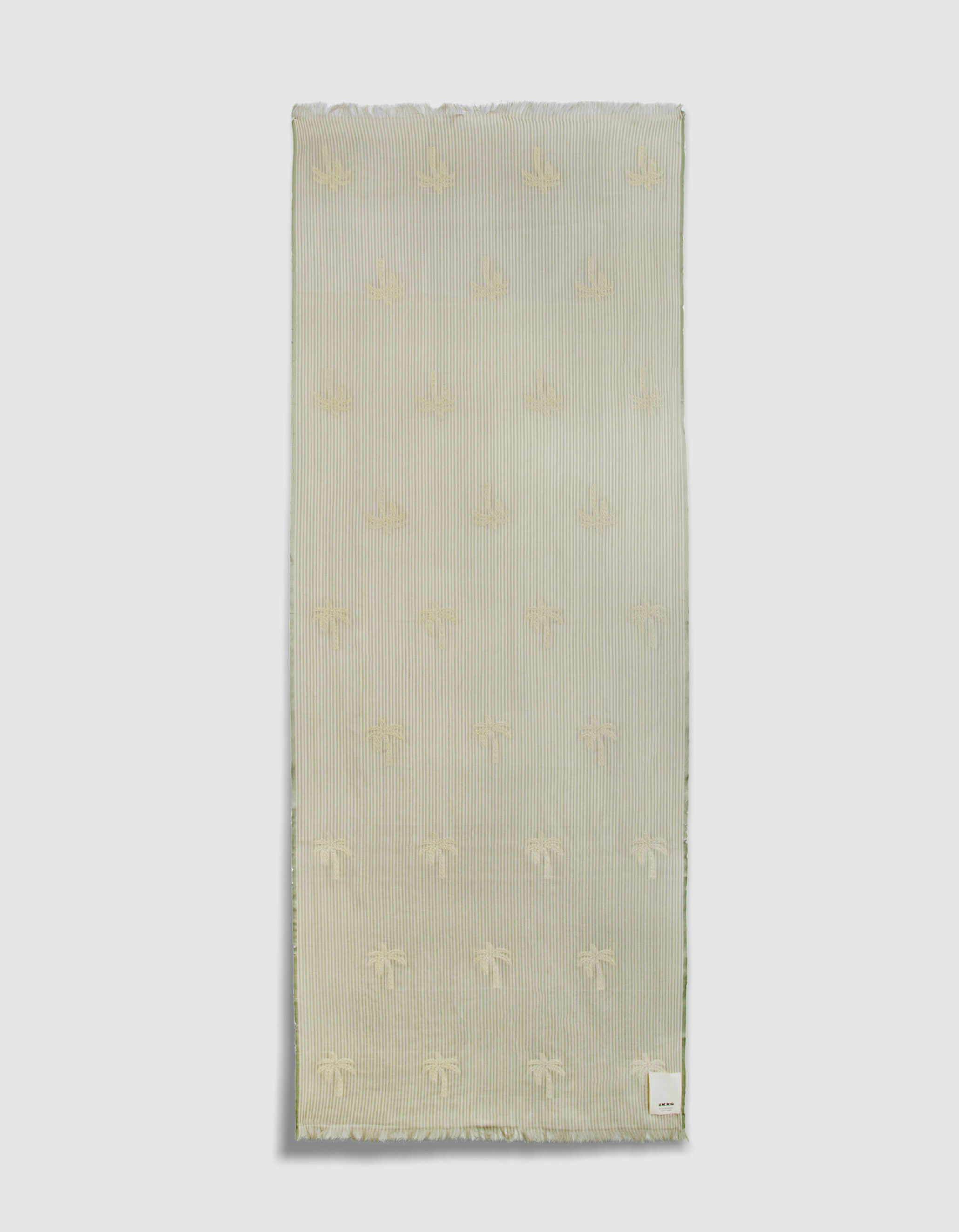 Foulard beige rayé jacquard motif palmiers Homme