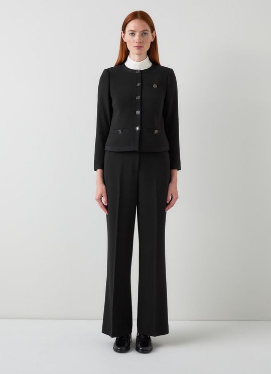 Claire Black Plain Collarless Jacket
