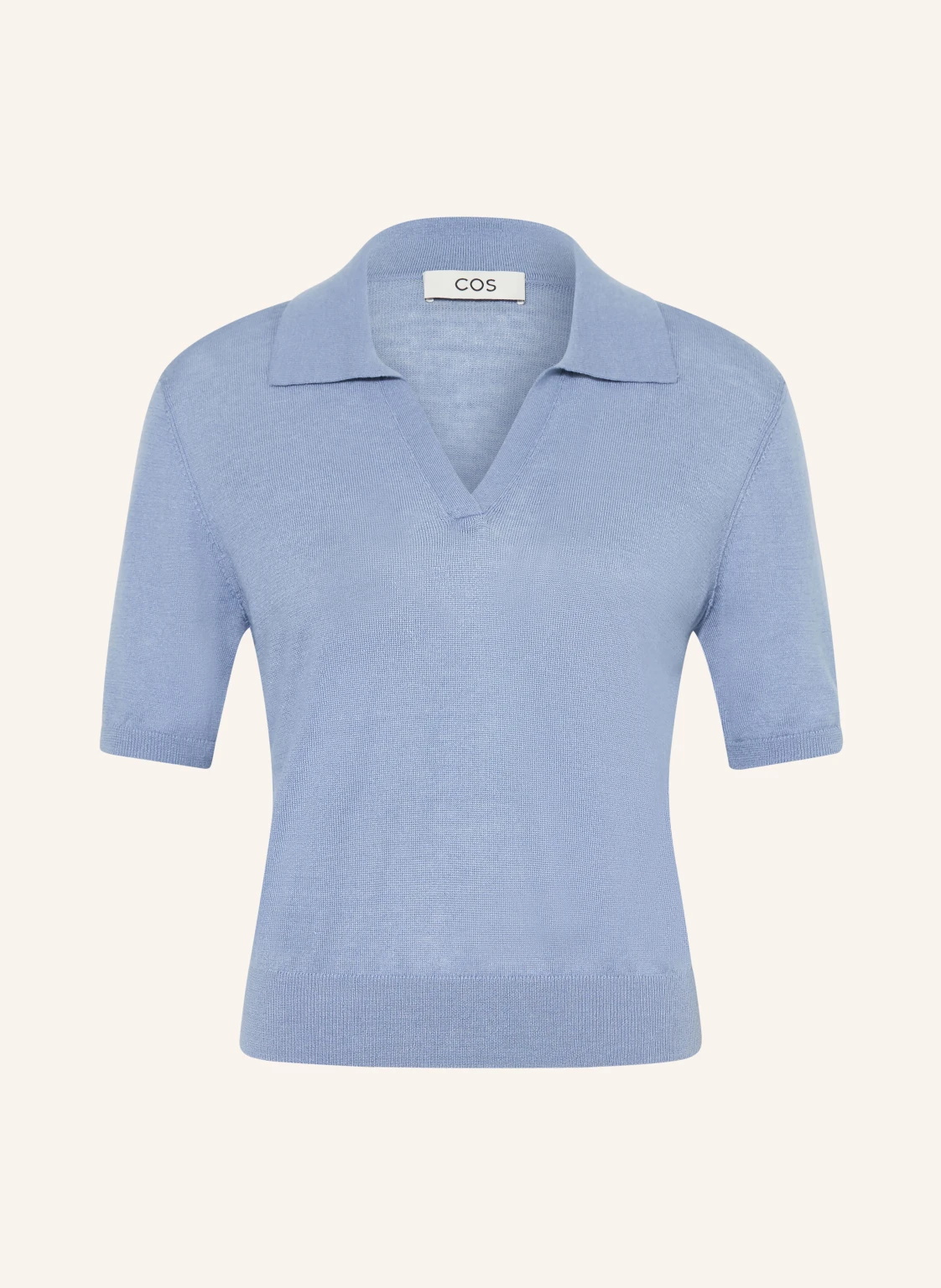 COS Strick-Poloshirt mit Leinen