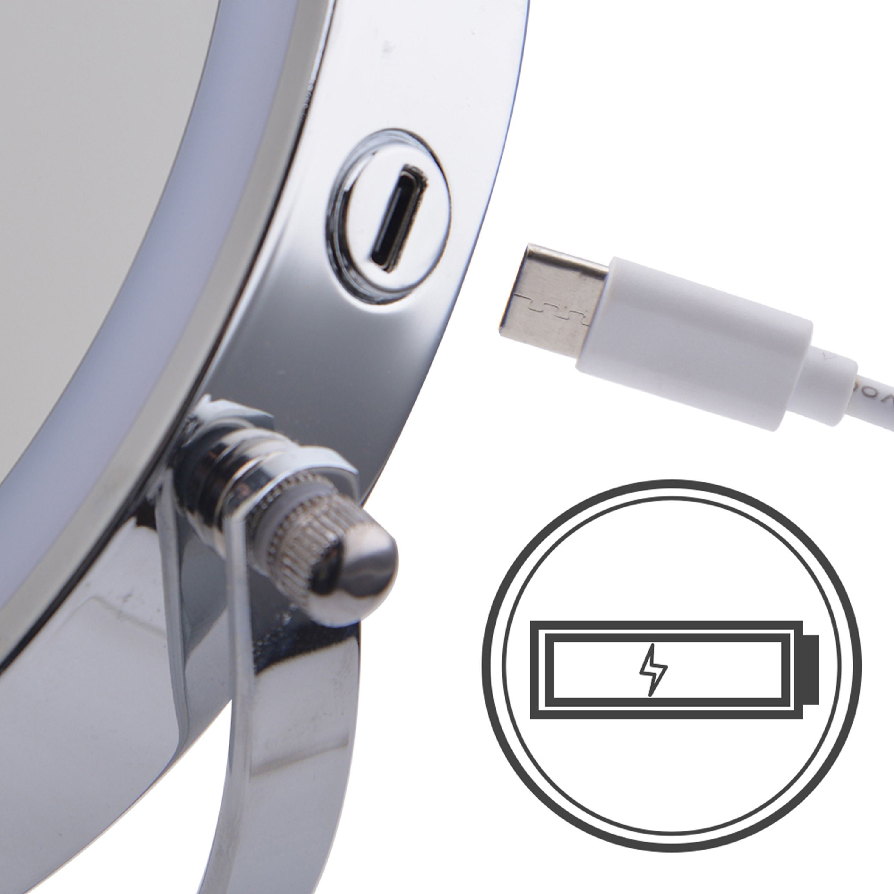 Showerdrape Iris 5x Magnifying Chrome Round LED Vanity Mirror