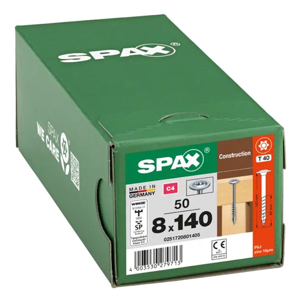 STRUKTURSKRUE SPAX T-STAR PLUS HI.FORCE C4 T40 8X140MM 50STK