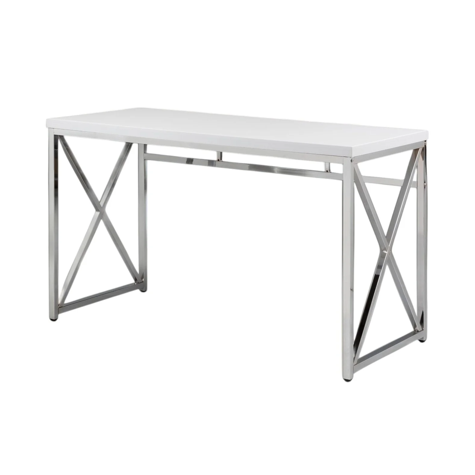HomeRoots 47 White and Silver Wood and Metal Computer Desk