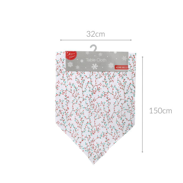 Świąteczny bieżnik na stół, gałązki, 150 cm