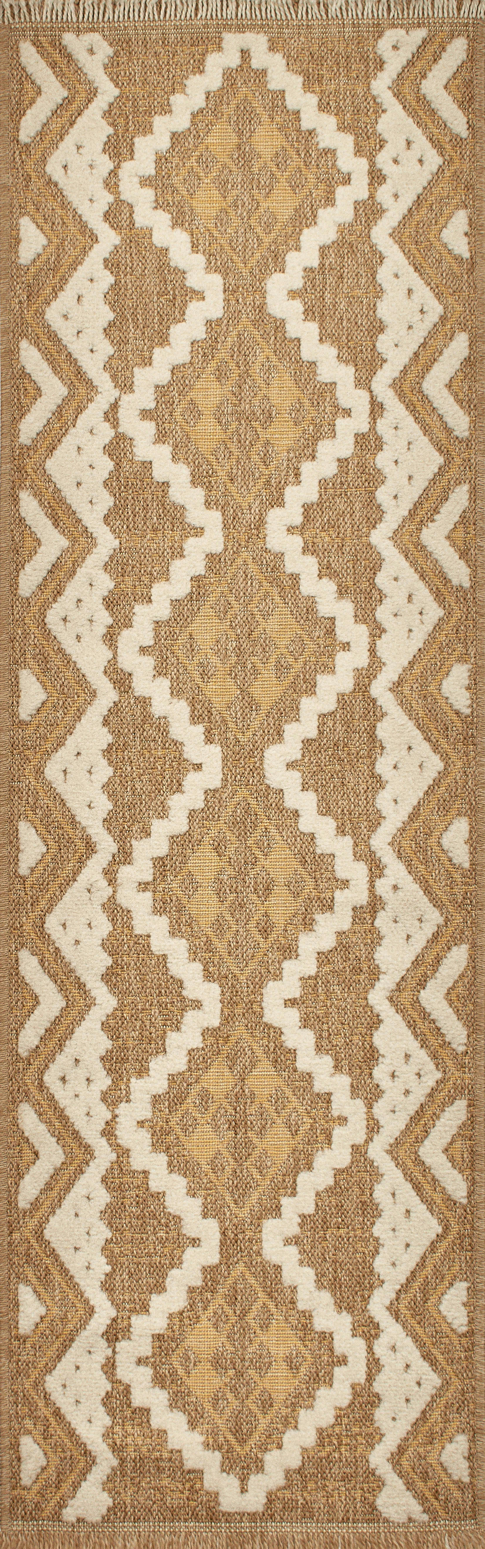 TULUM - Tapis intérieur et extérieur aspect jute ethnique jaune - 60x90