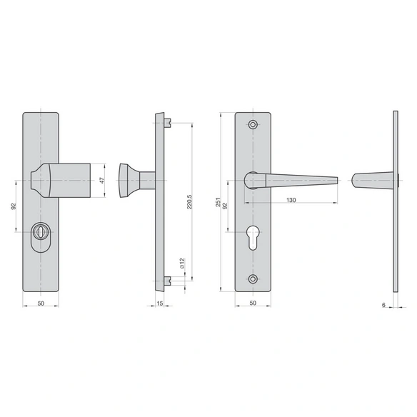 Türbeschlag, aluminium, silberfarben
