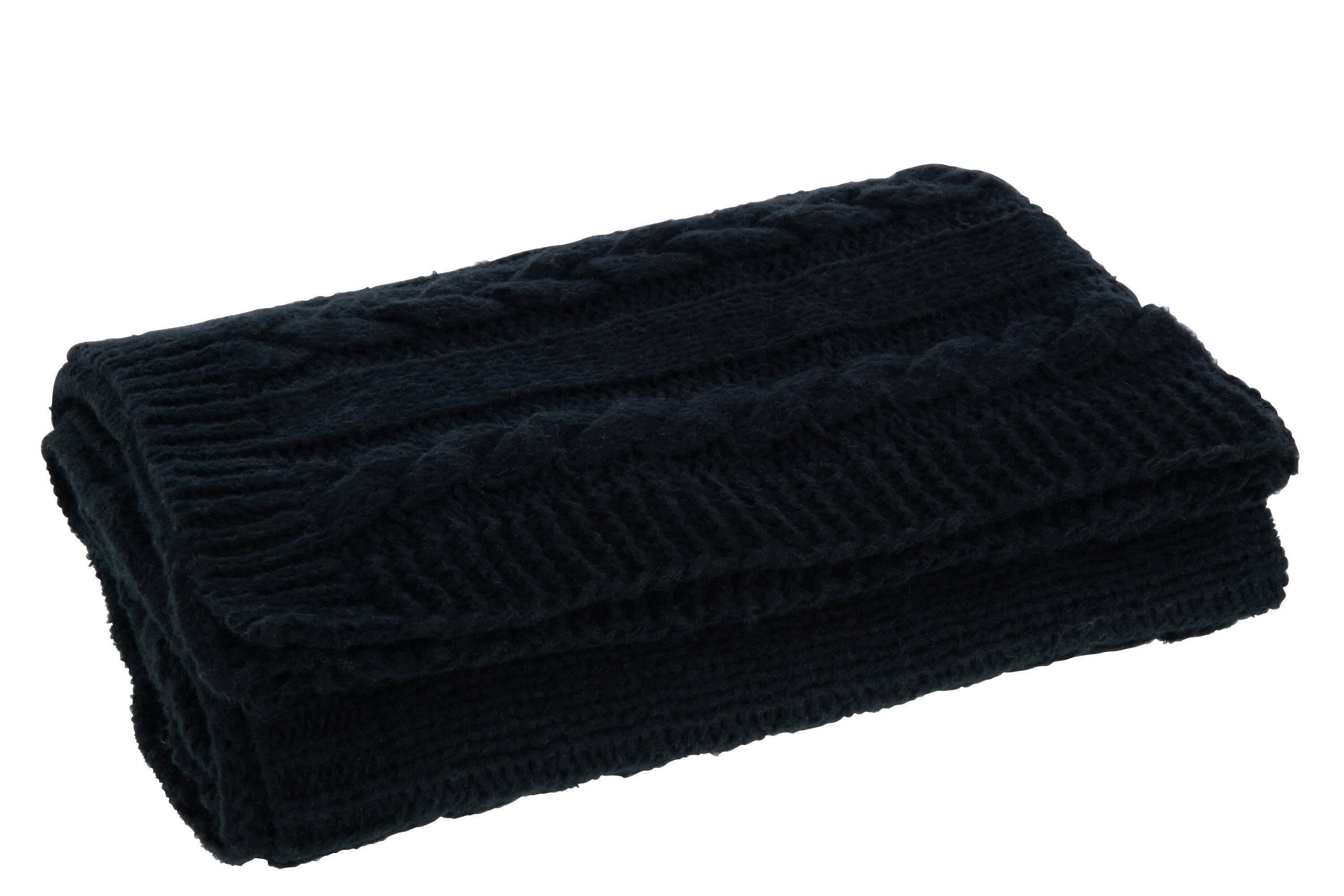 J-Line plaid Twist - polyester - zwart - 130 x 180 cm