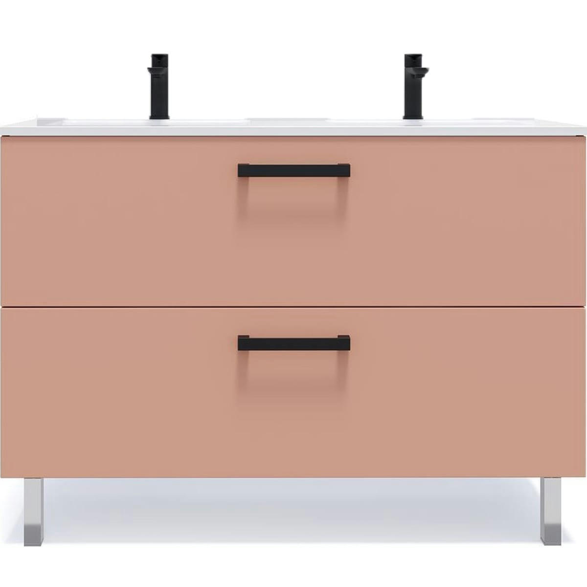 CHELSEA - Meuble salle de bain double vasque 120cm 2 tiroirs Abricot