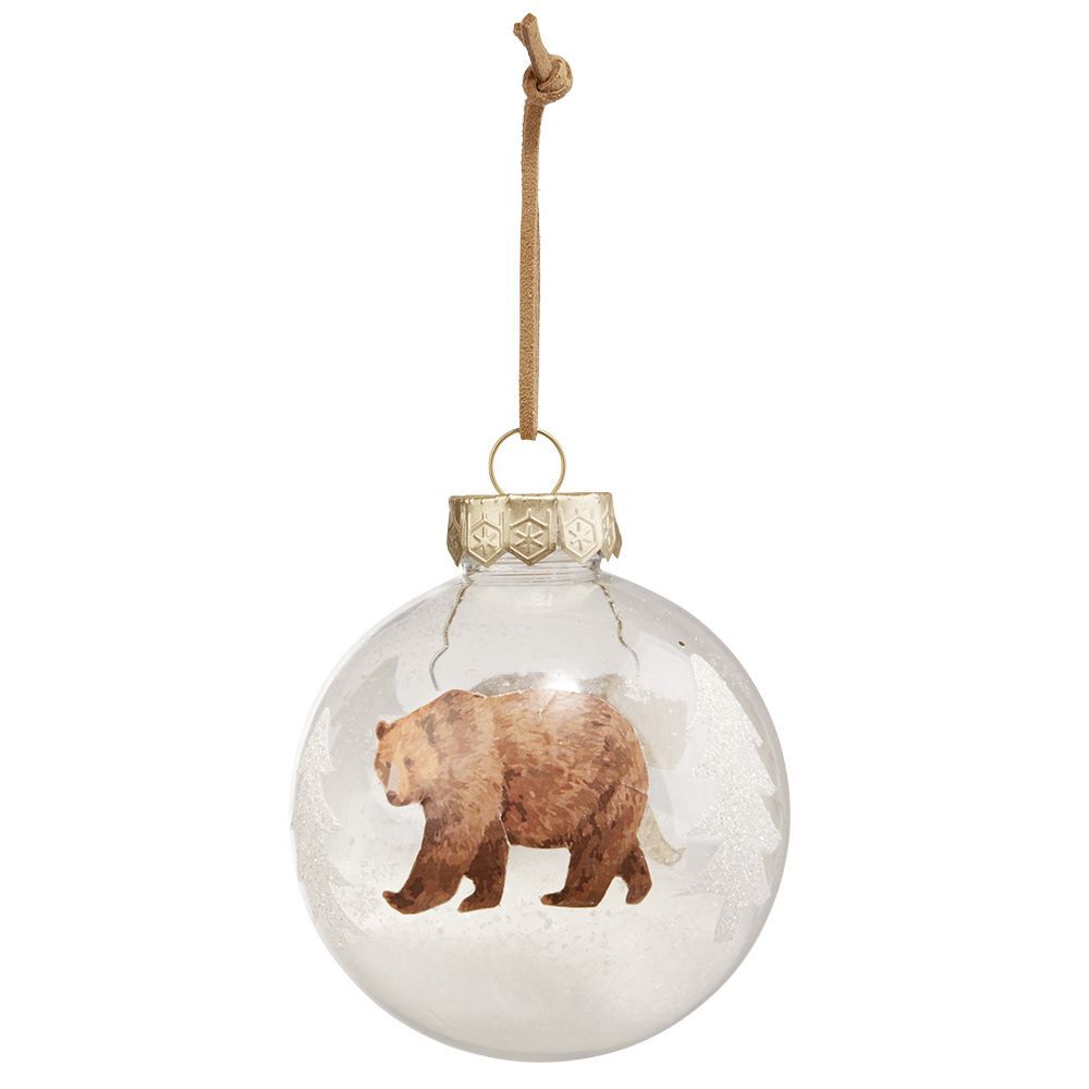 Boule de No&euml;l transparente imprimé animaux Ø8cm