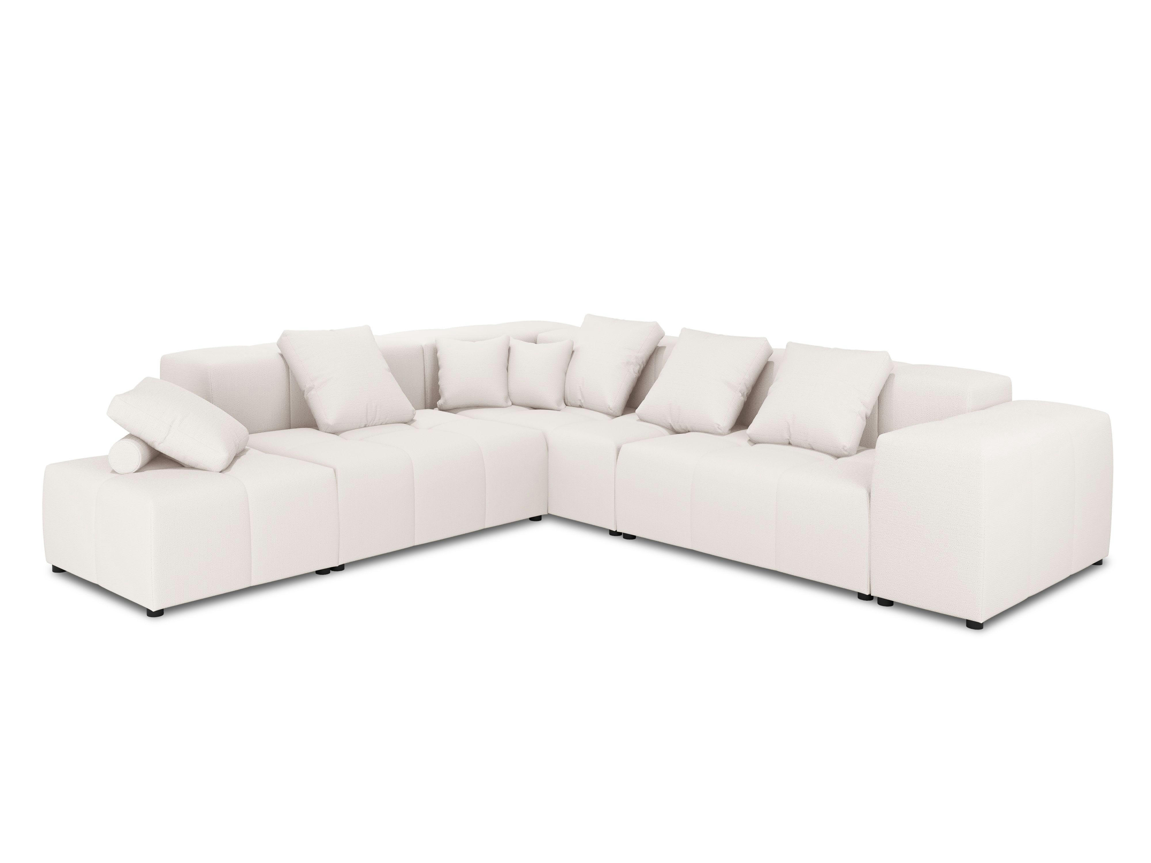 MARGO - Canapé d'angle 5 places en tissu structuré blanc