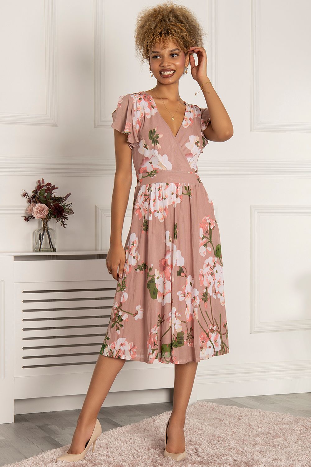 Jolie Moi Chailee Floral Mesh Dress