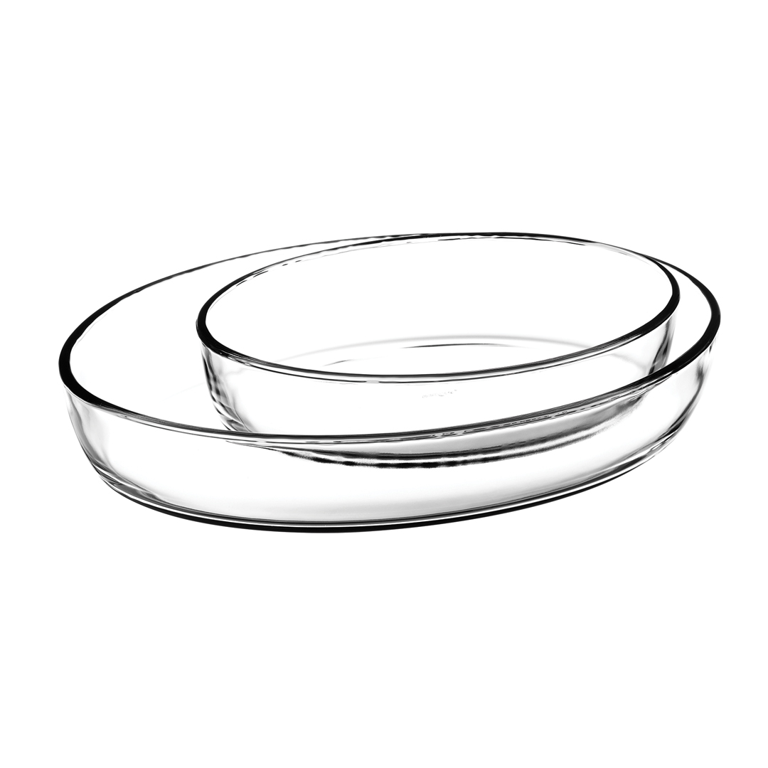 Conjunto de 2 travessas ovais em vidro