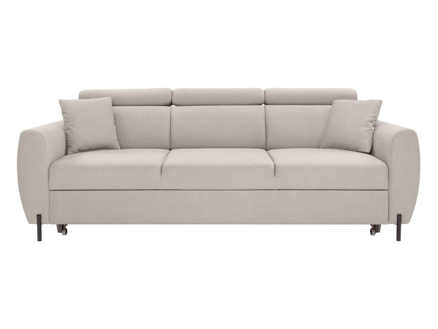Sofa trzyosobowa Nolio rozkładana z ruchomymi zagłówkami beżowa