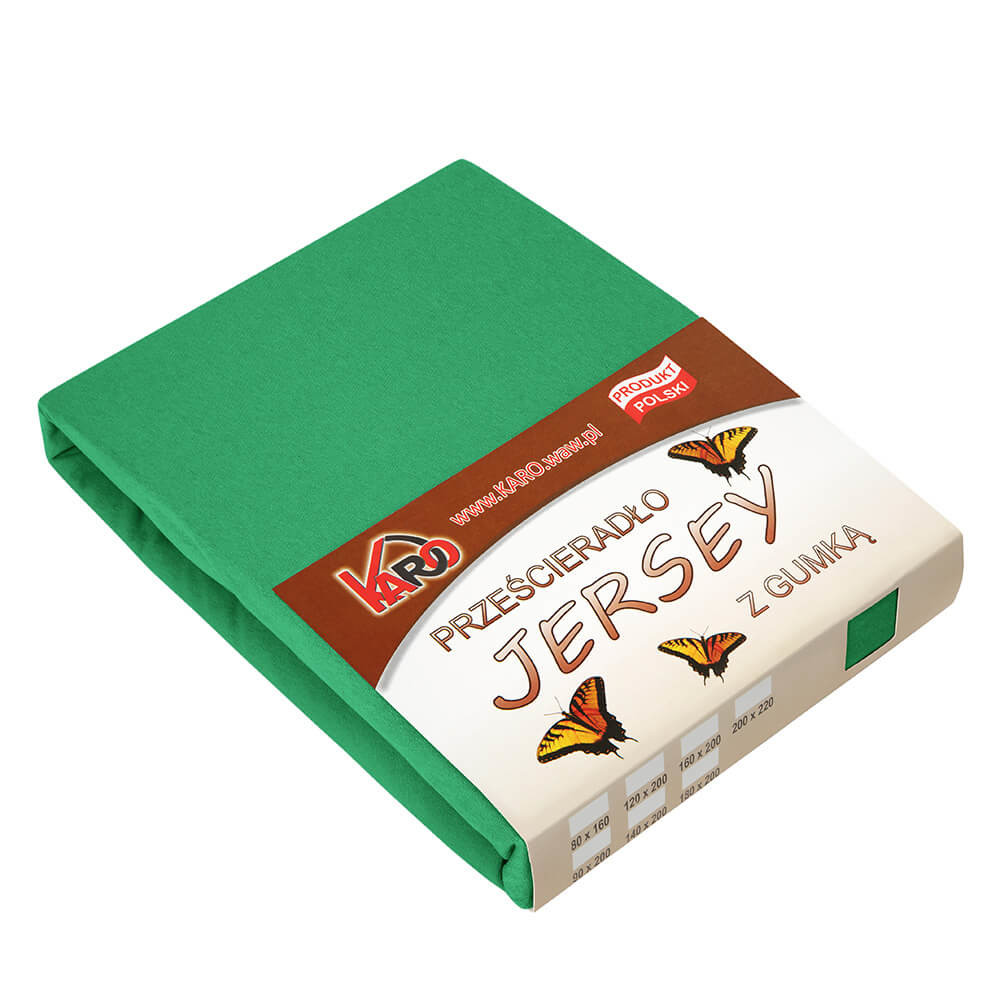 Prześcieradło jersey z gumką 200x200 zielone trawiaste KARO