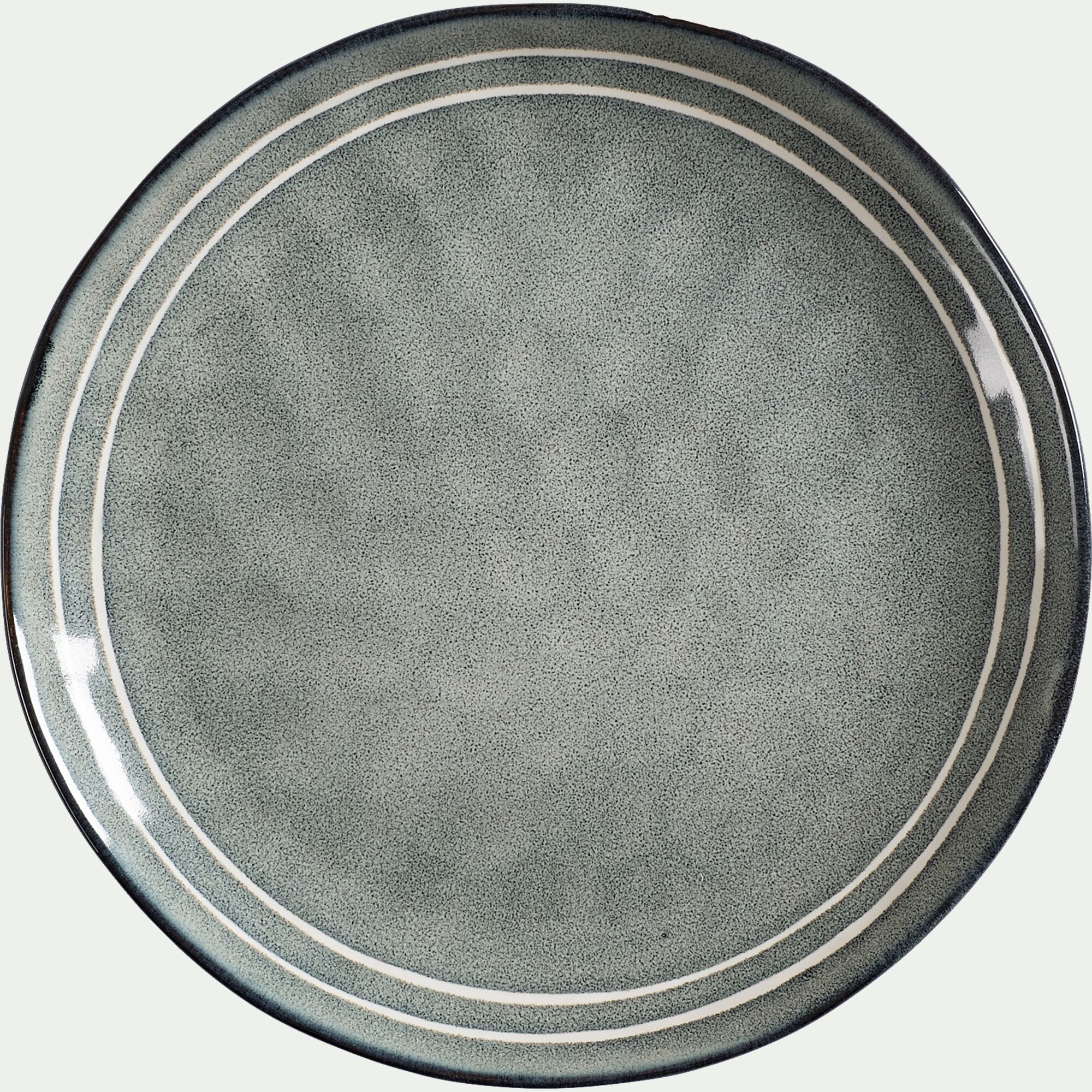 MACAO - Assiette plate à rayures en grès D27,5cm - bleu calaluna