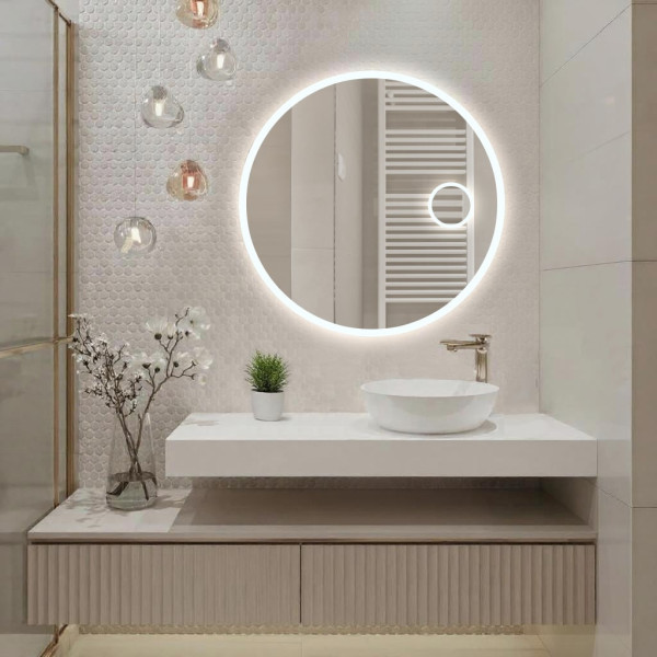 Lustro led okrągłe 60 COB z lusterkiem kosmetycznym do makijażu piaskowane
