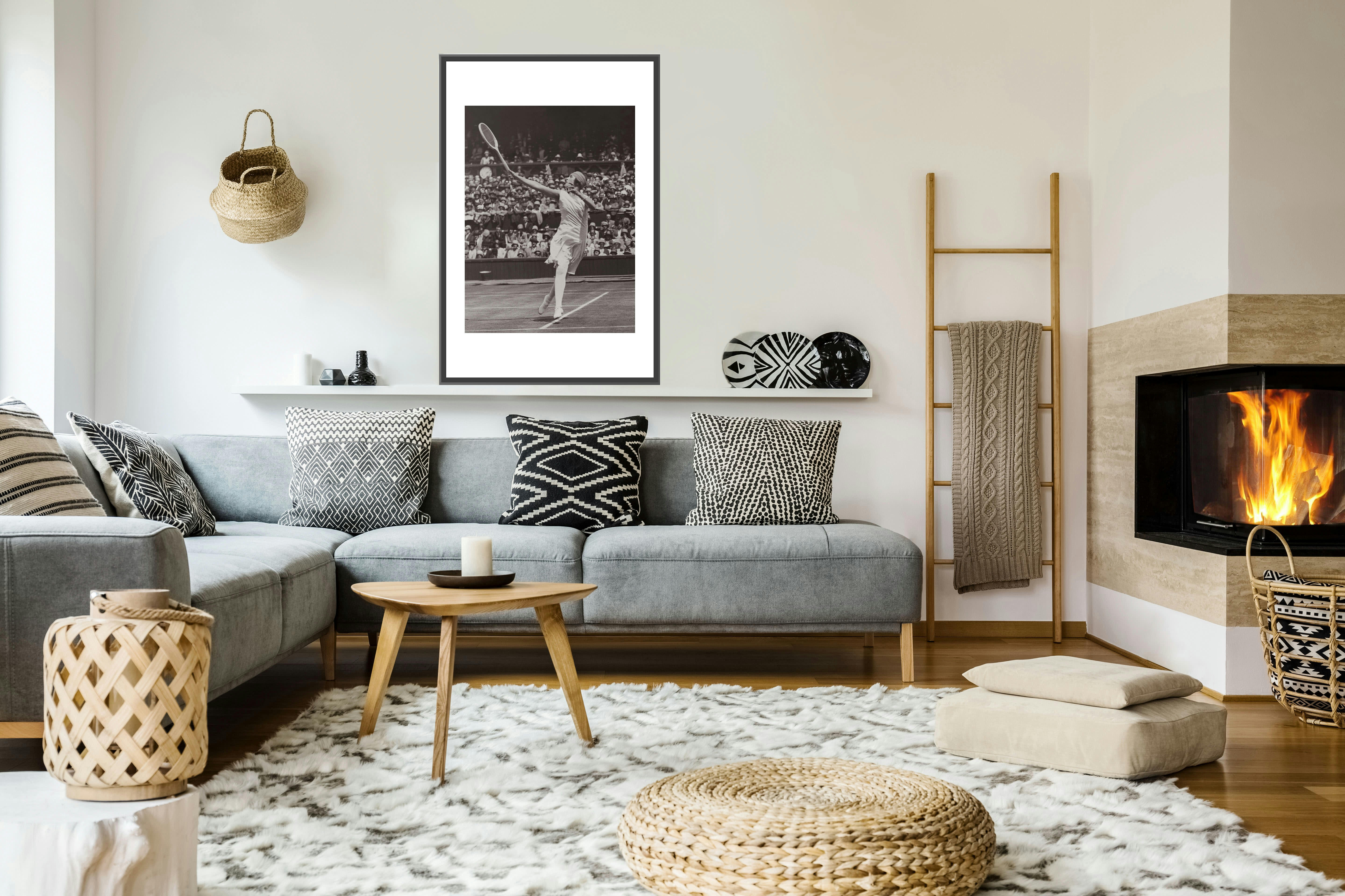 SPORT - Photo ancienne noir et blanc tennis n°11 cadre noir 30x45cm