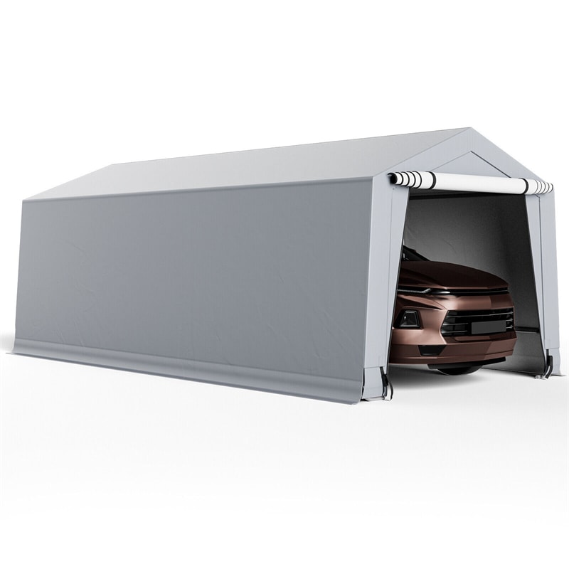 10' x 20' Heavy-Duty Outdoor Carport Car Canopy Shelter Portable Metal Garage with 2 Removable Doors