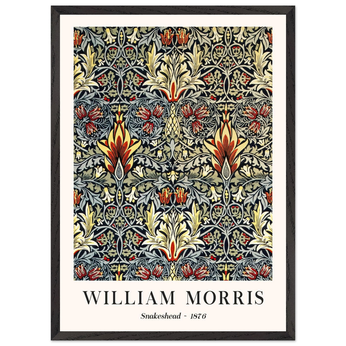 Artfulprints Poster met Lijst William Morris - Snakeshead 1876  - A4 21x29.7 cm - Blauw