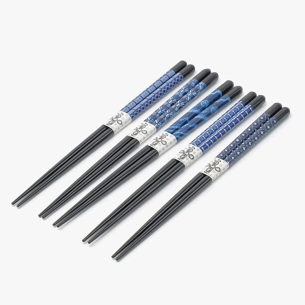 Conjunto de 5 Pauzinhos Azul e Preto CHOPSTICKS