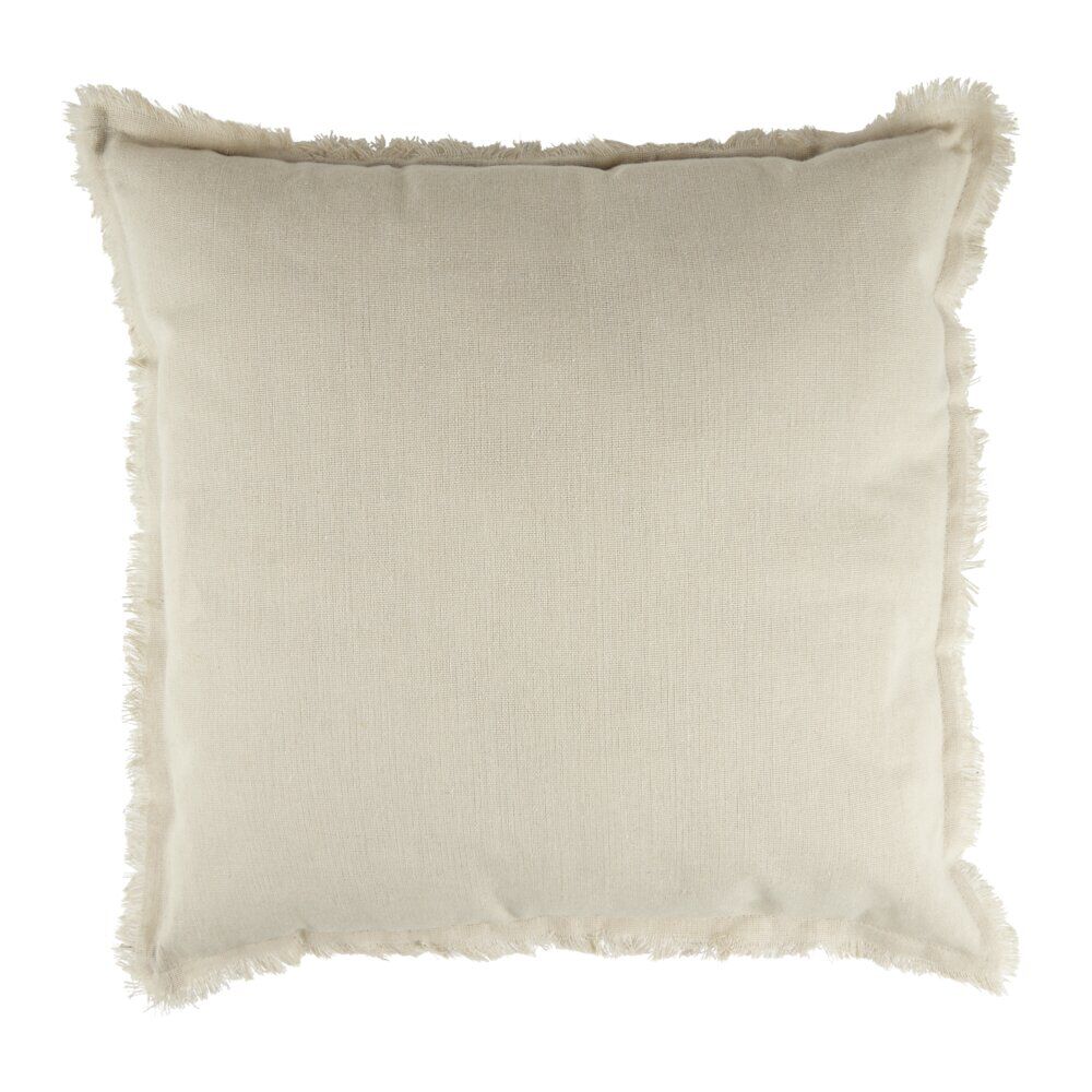 Coussin carré lin Indie contour à franges couleur unie 43x43cm (2 modèles)