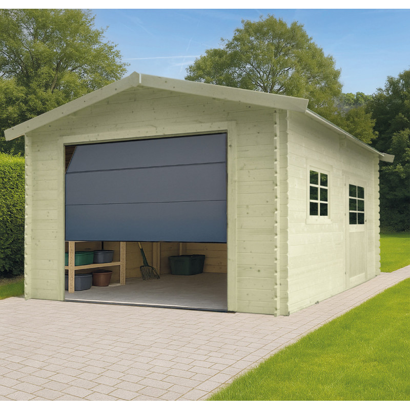 Garage Traditional traité 28 mm avec porte sectionnelle 3,58 x 5,08 m SOLID