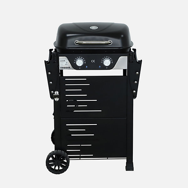Barbecue électrique noir 2 brûleurs. acier émaillé 2300 W. L 100 x P 61 x H 121.5 cm