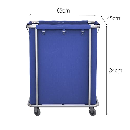 SOGA Stainless Steel Commercial Square Soiled Linen Laundry Trolley Cart with Wheels Blue