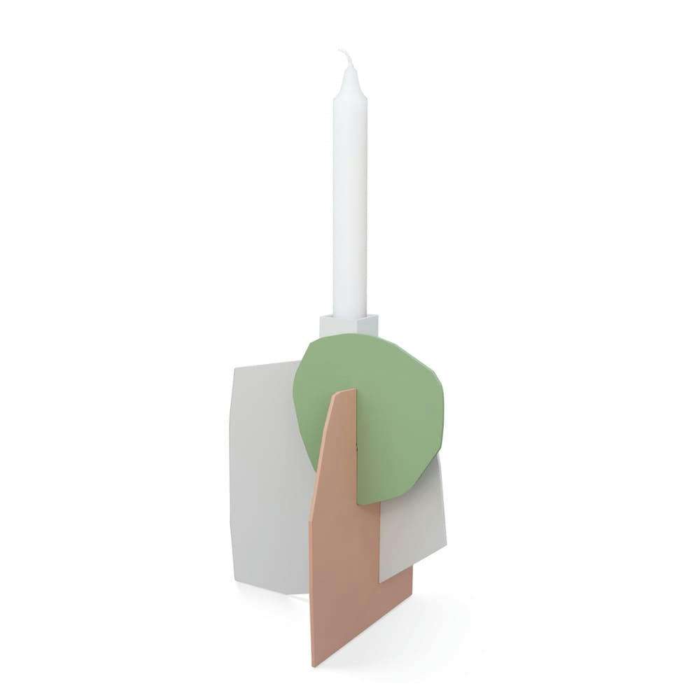 - Bougeoir en métal pastel h19,5cm