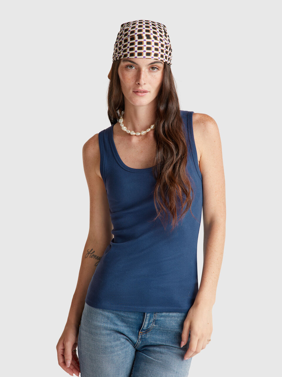 Air Force blue tank top in pure cotton