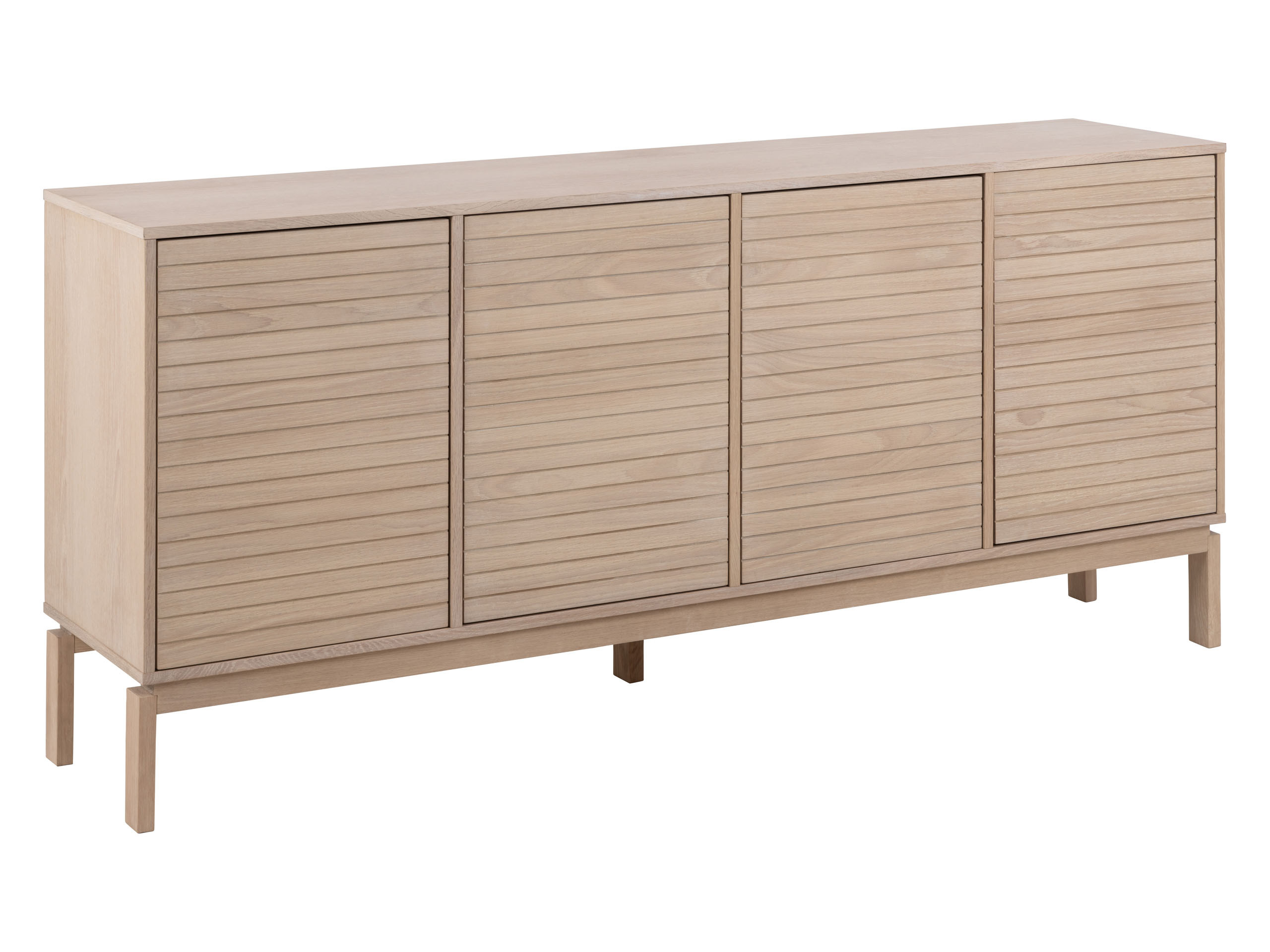 Komoda Cortina 180 cm z frontem lamelowym, kolor dębowy bielony olejowany