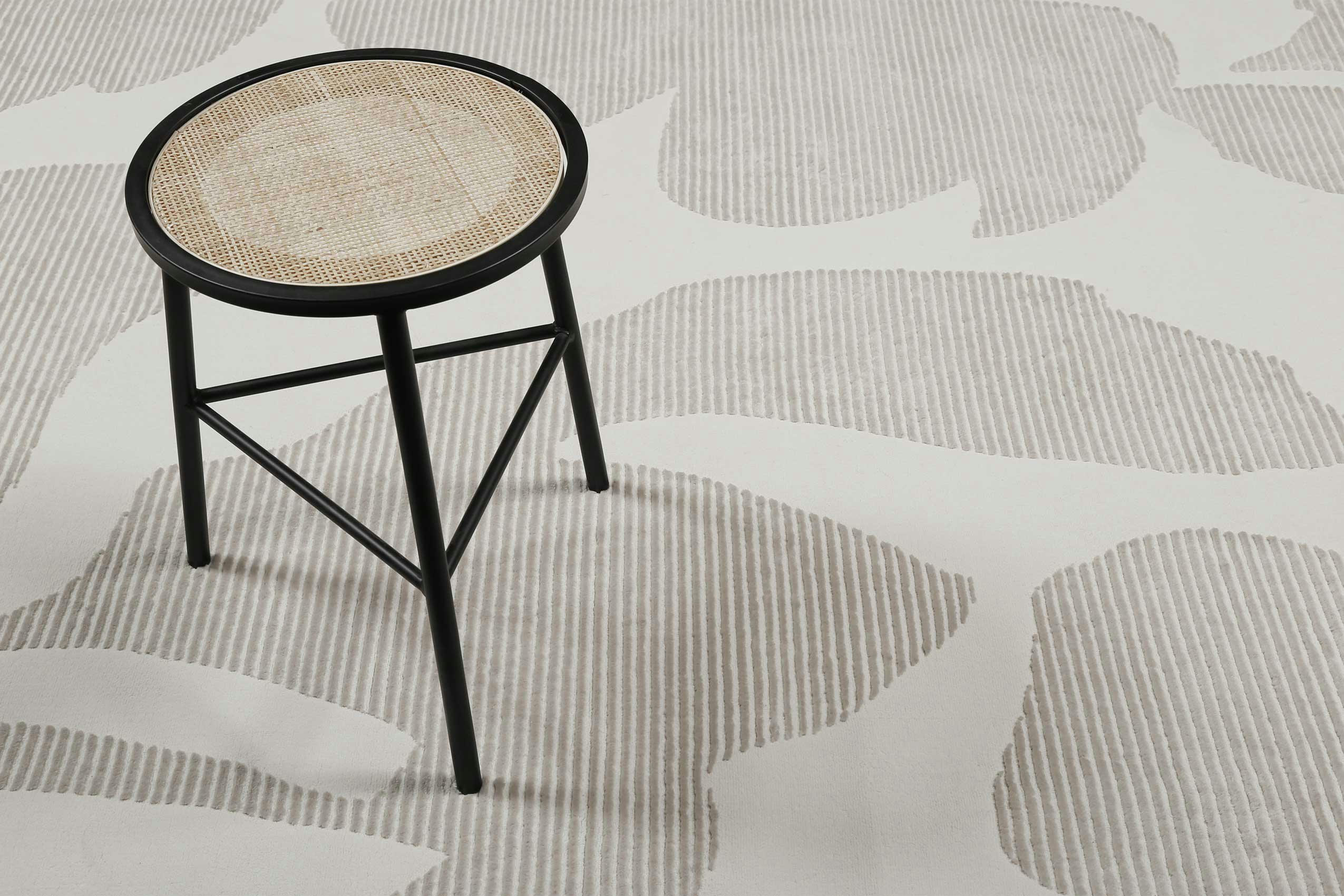 SARA - Tapis ras motif floral reliefs beige taupe 160x225