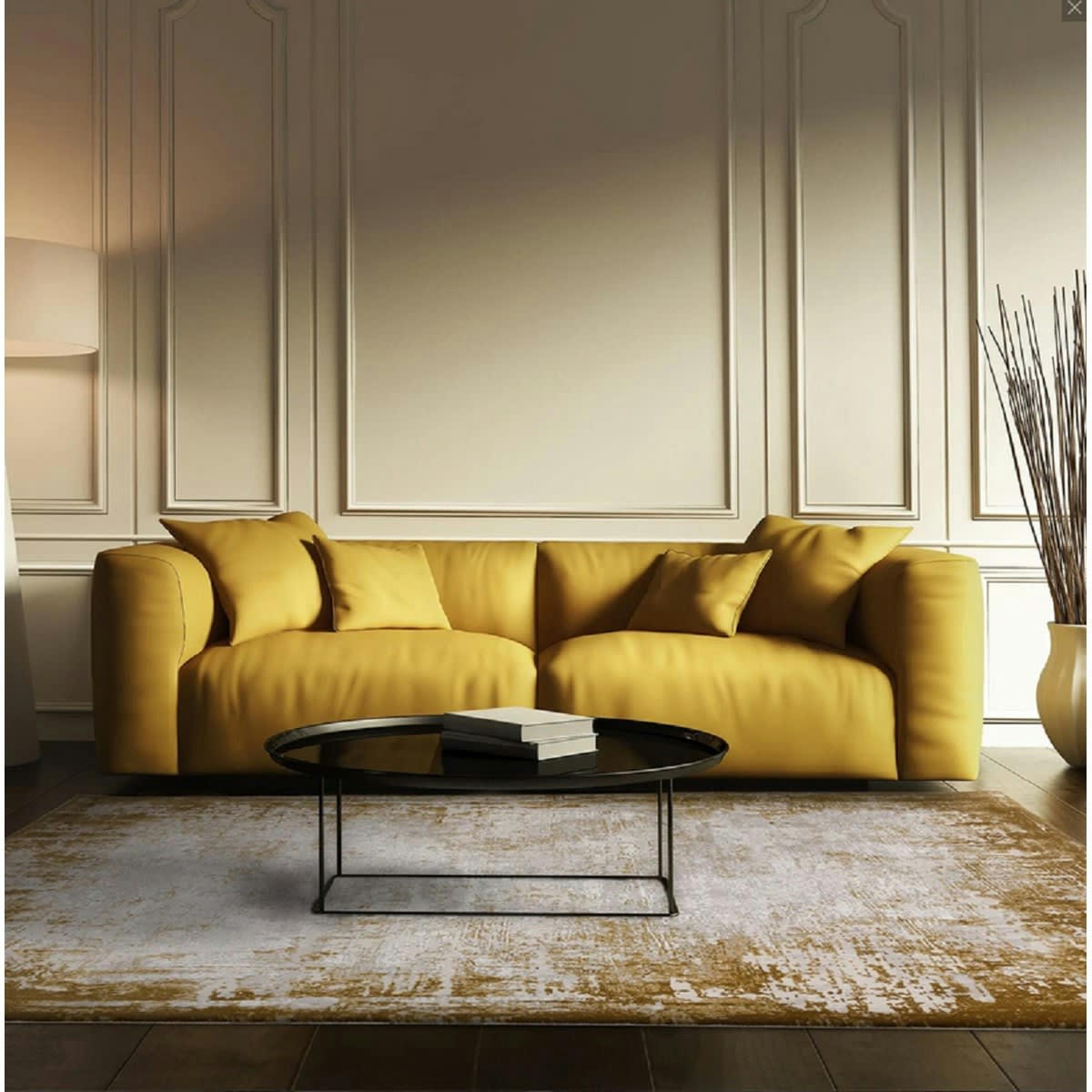 ZUKA - Tapis de salon en polypropylène jaune or 160x230 cm