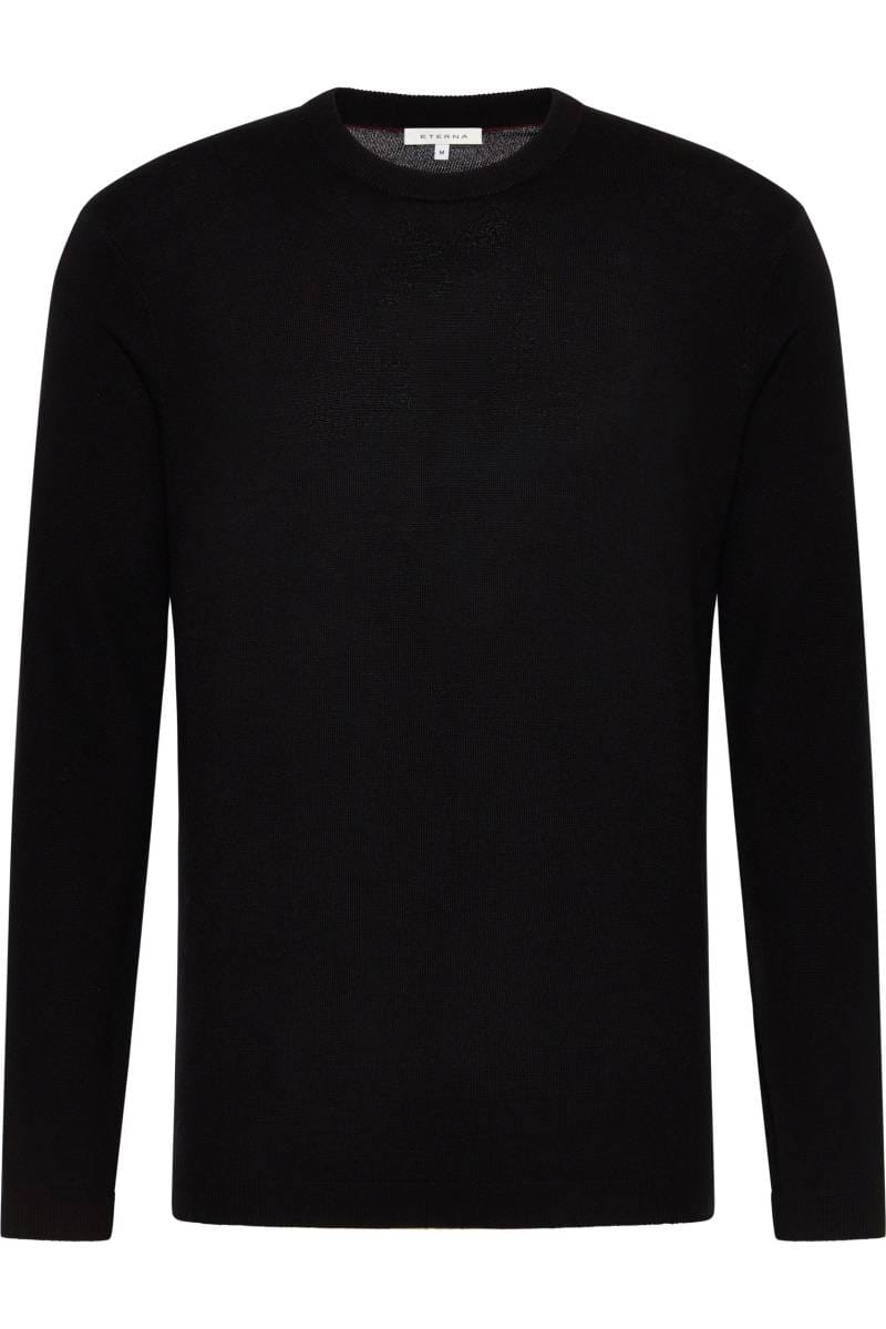 ETERNA Regular Fit Pullover schwarz, Einfarbig