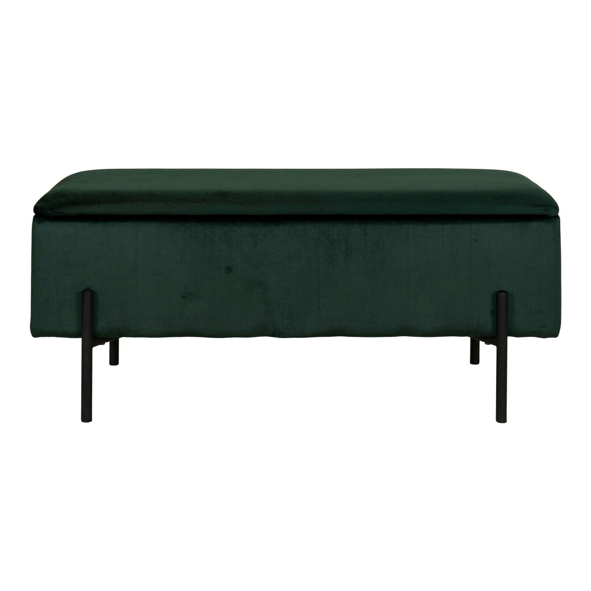 Banc coffre en velours vert BRUGES