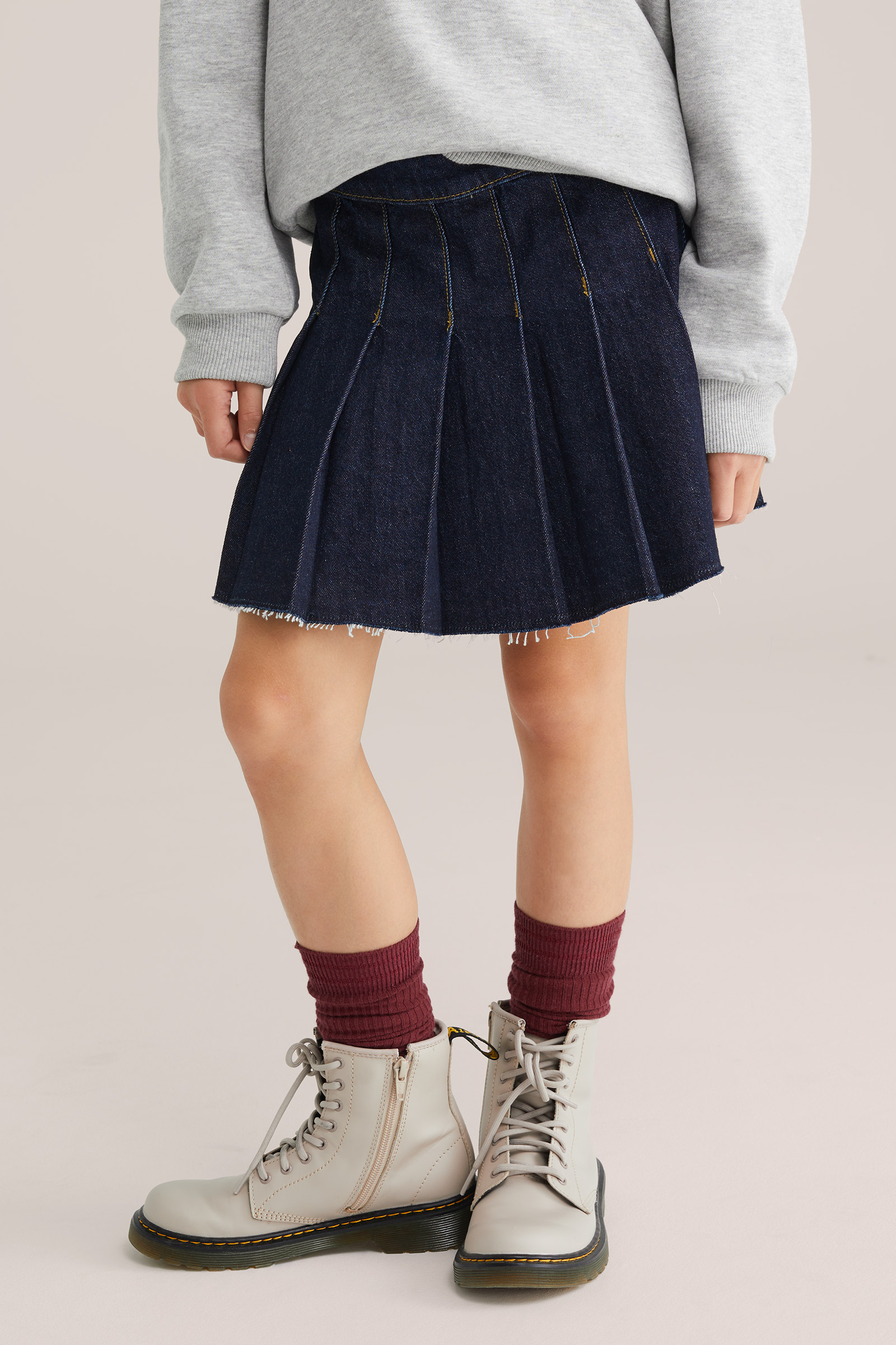 Meisjes denim rok met plooien