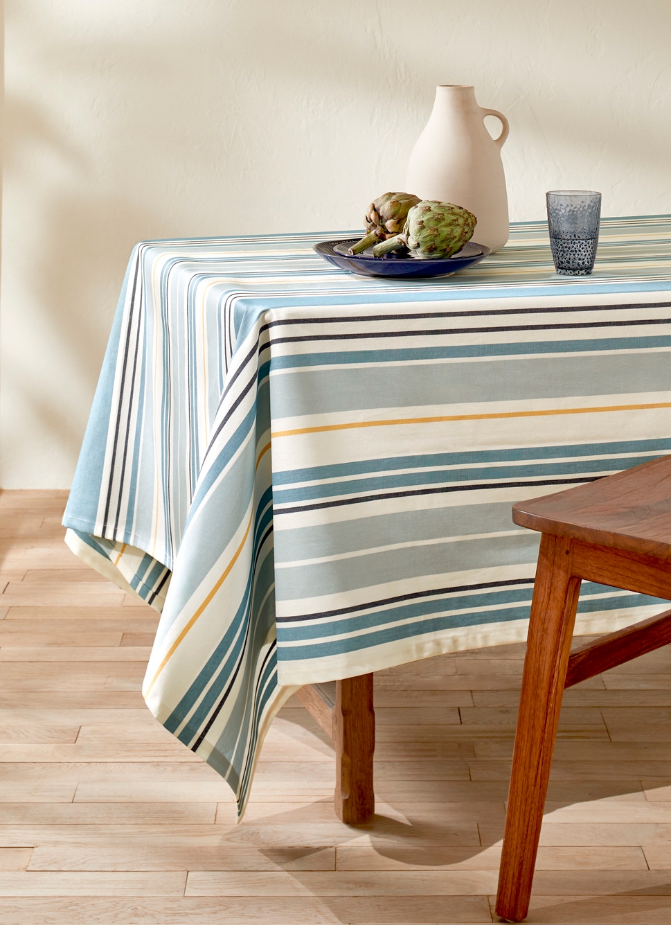 NAPPE EN COTON ENDUIT à RAYURES MULTICOLORES MULTICOLORE/BLEU