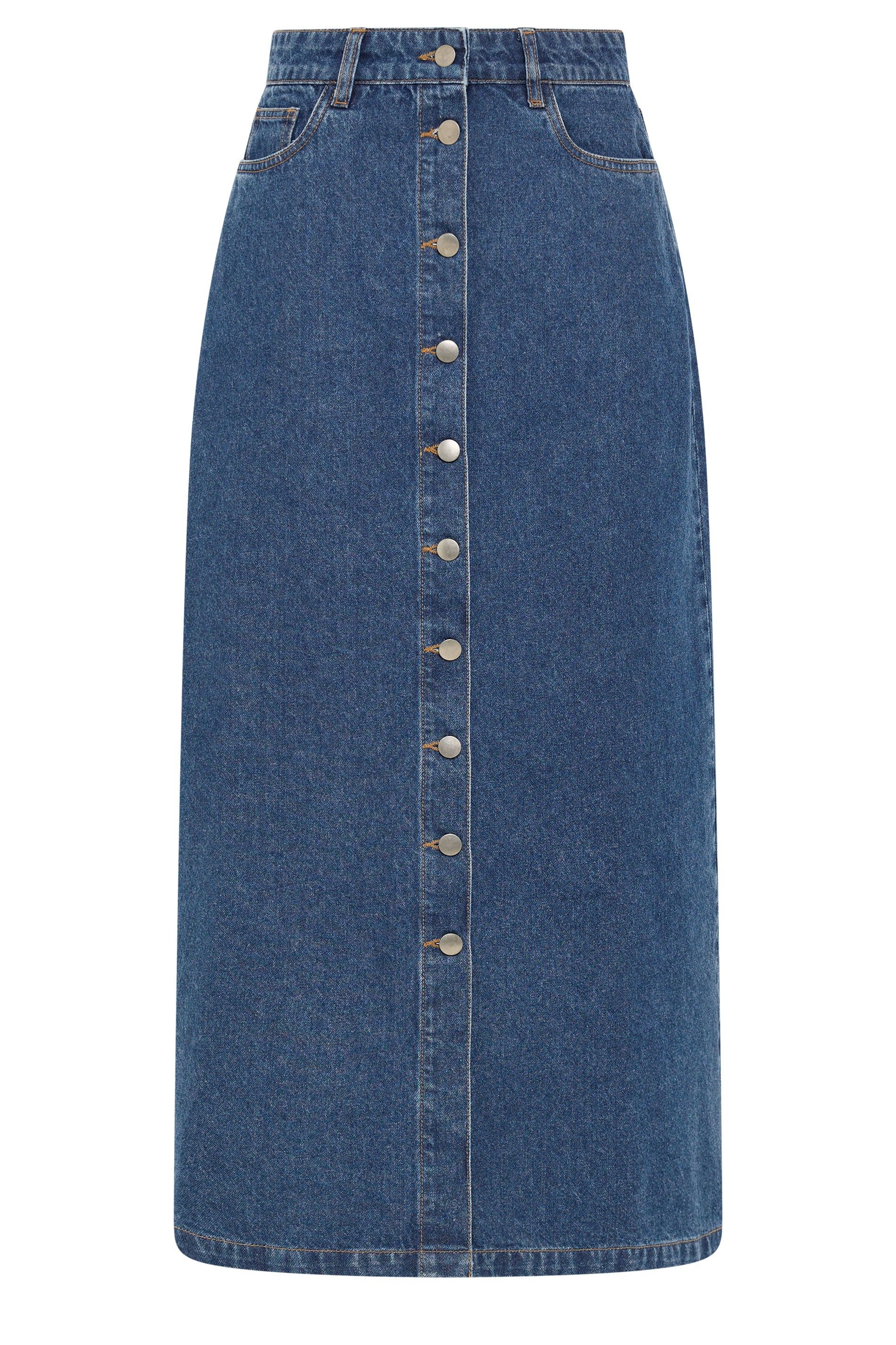 Long Tall Sally Tall Button Denim Maxi Skirt
