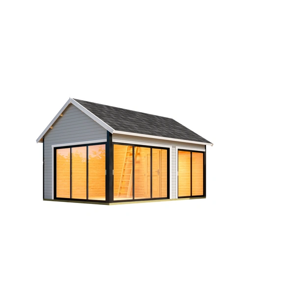 Gartenhaus »Murano«, BxHxT: 595 x 364,8 x 445,5 cm (Außenmaß inkl. Dachüberstand), lichtgrau