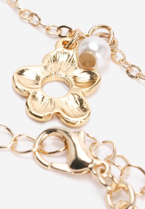 Womens 4pk Gold Flower Stackable Bracelets