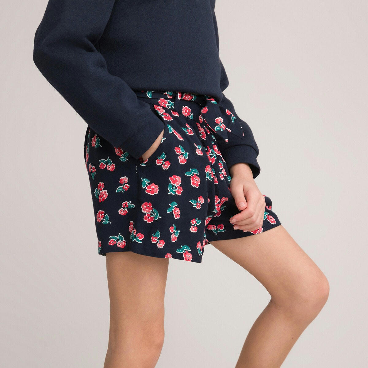 Short fluide, imprimé floral 3-12 ans