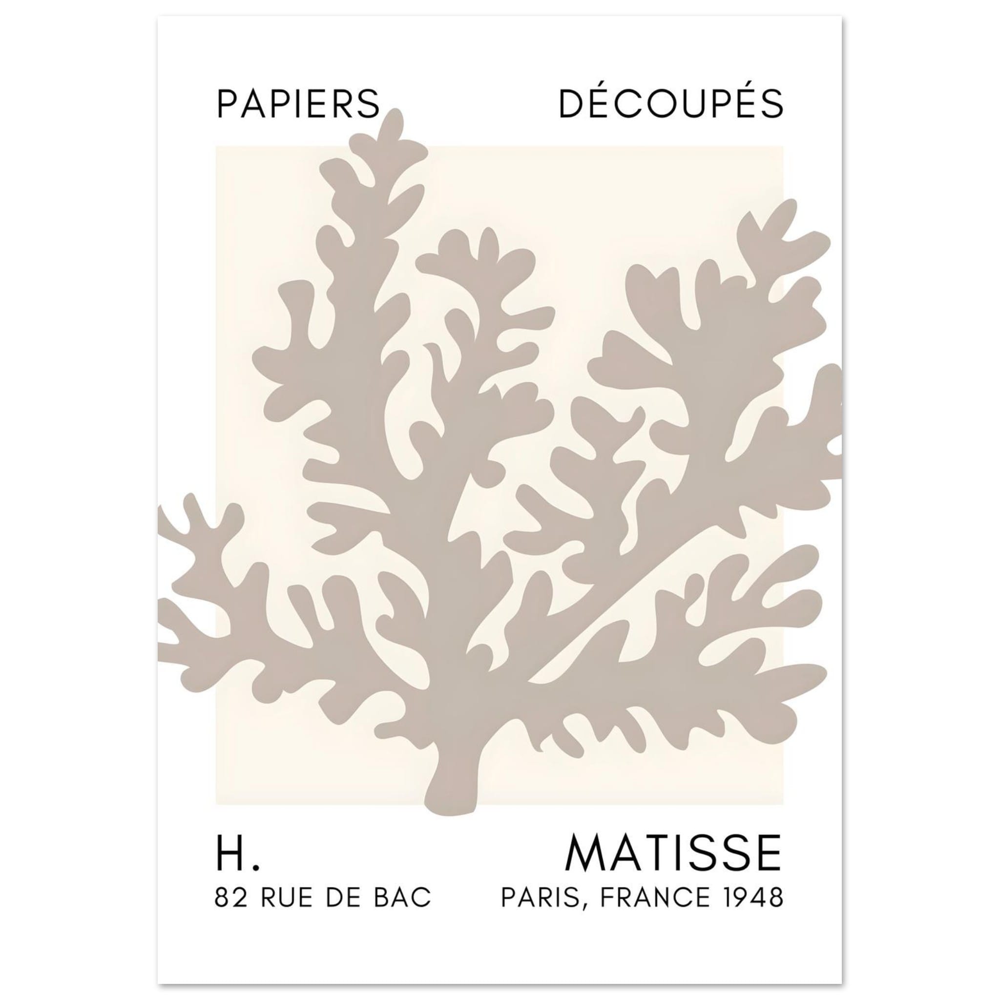 Artfulprints Poster Matisse – Aqua bloom grey  - A4 21x29.7 cm - Grijs