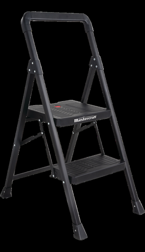 Mastercraft 2-Step Metal/Plastic Folding Step Stool, 250-lb, 3.1 ft