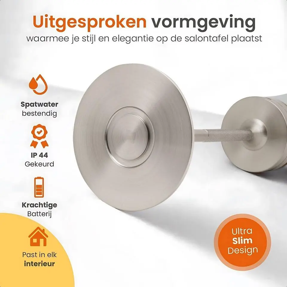 Goliving Tafellamp Op Accu - Oplaadbaar en Dimbaar - Hoogte 27 cm - Zilver