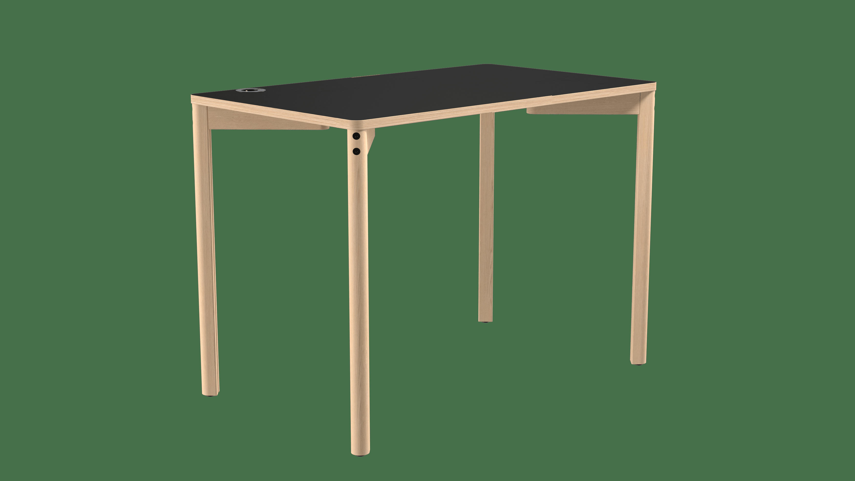 - Bureau compact 100x60 noir avec pieds en hêtre massif