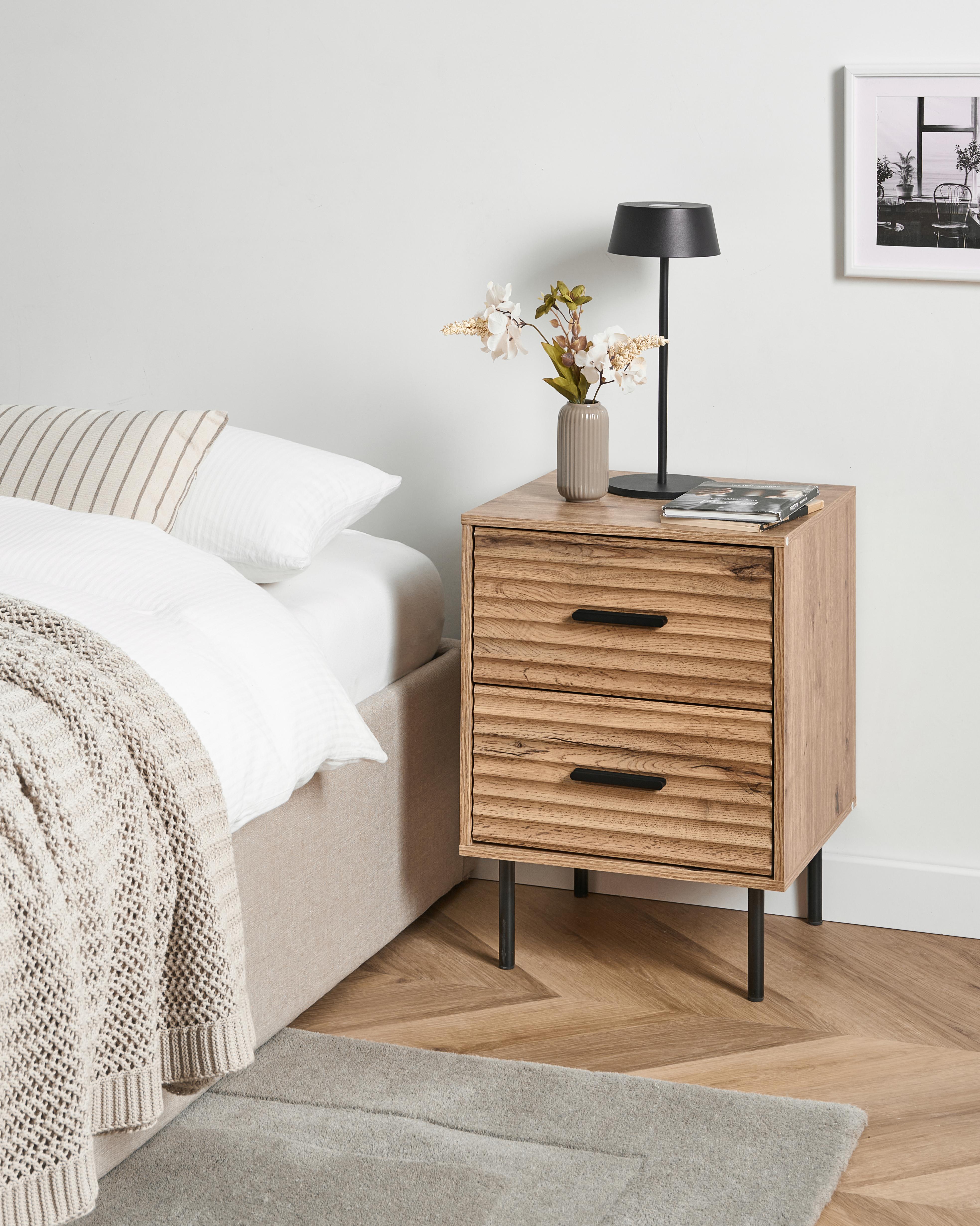 2 Drawer Bedside Table WALGETT Light Brown
