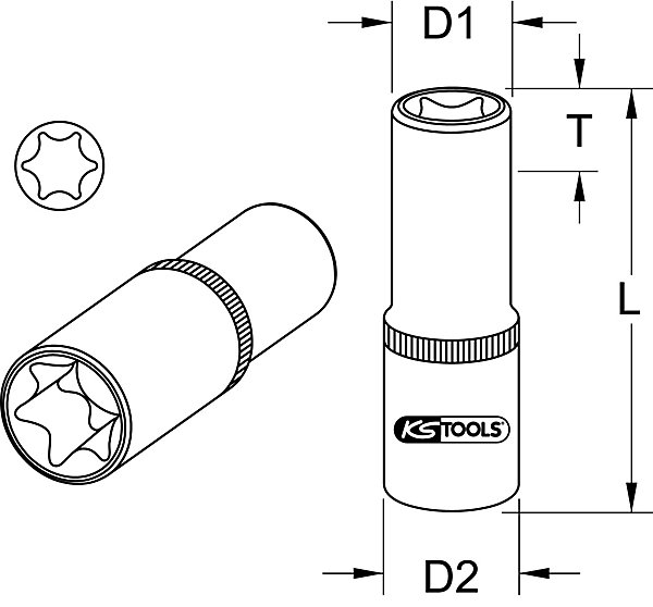 KS Tools - 922.1381 - Douille longue TORX ULTIMATE 1/2'', L. 75mm - E14