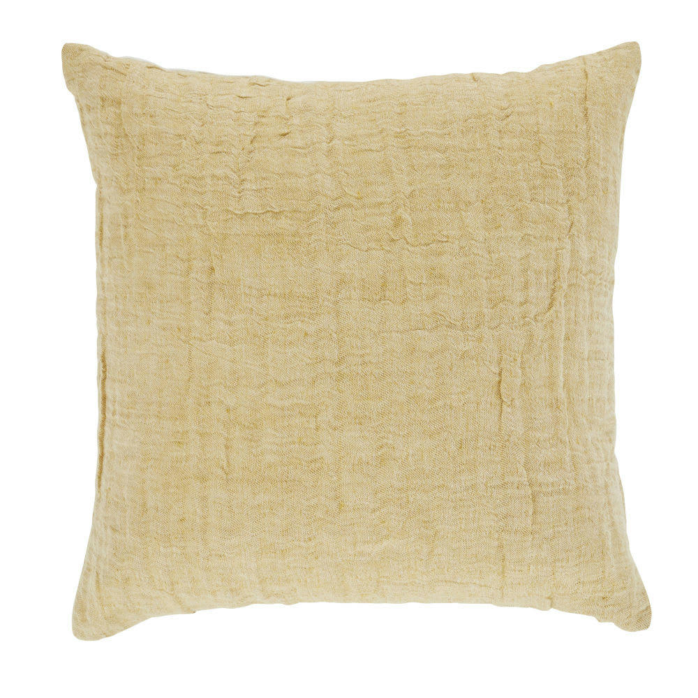 ALANO - Coussin en gaze de coton et lin jaune sable 45x45