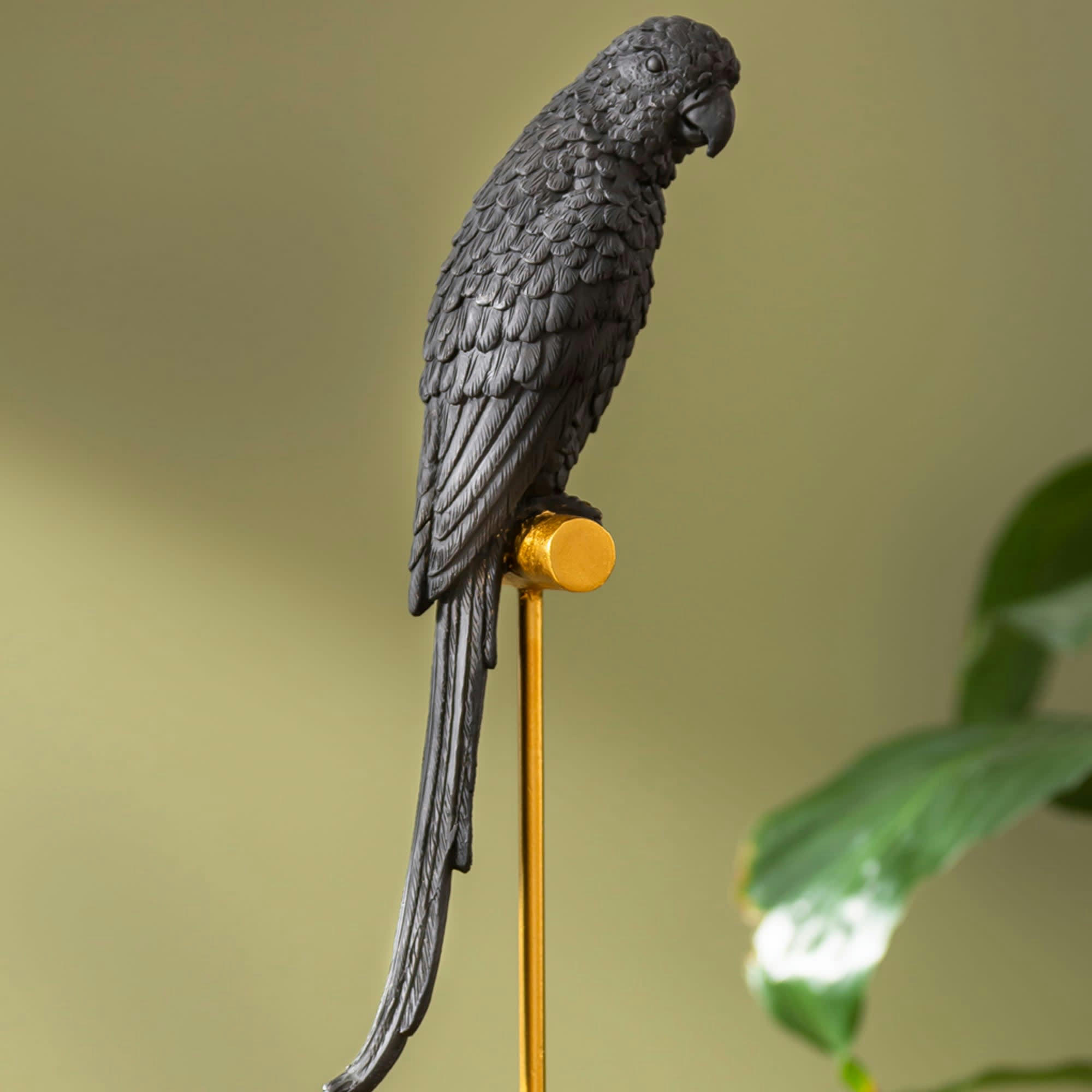 KOCO - Statuette perroquet en résine noire et dorée