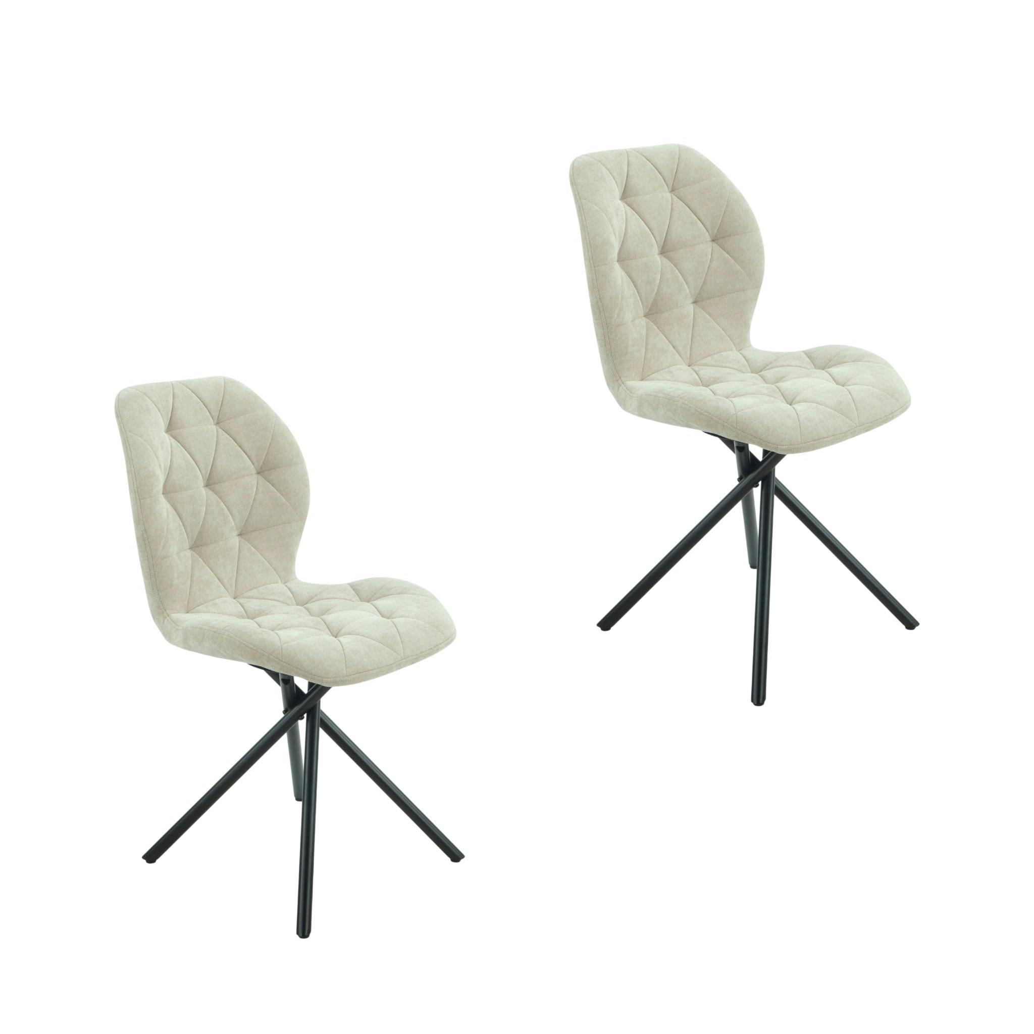 Chaise salle à manger beige à pieds croisés (x2) LUGANO