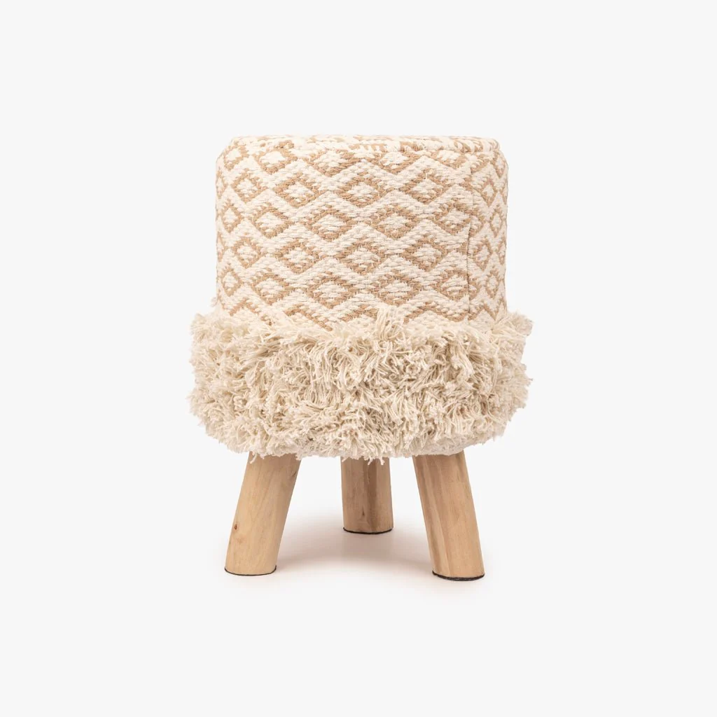 Banco Algodão Padrão Bege e Branco LIZA